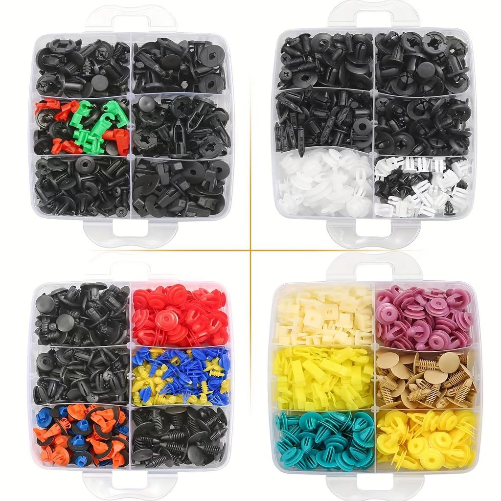 1105Pcs Assorted Car Retainer Clips 4-Layer Plastic Universal Body Parts PP Material Auto Accessories Kit for Various Models