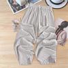 Women's Linen Blend Striped Drawstring Wide Leg Pants