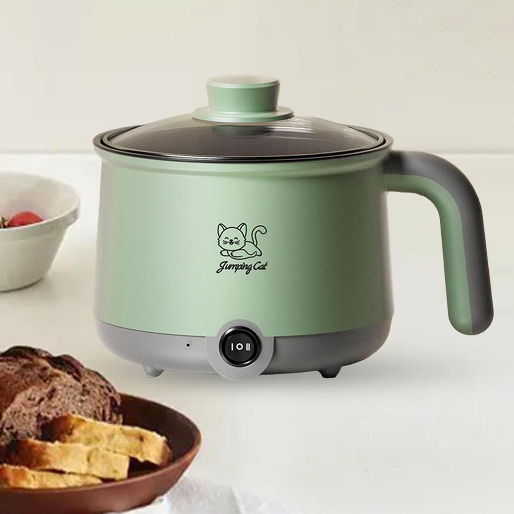 Electric Pot Frying Pan Household Mini for Dumpling Soup Oatmeal Gray Green