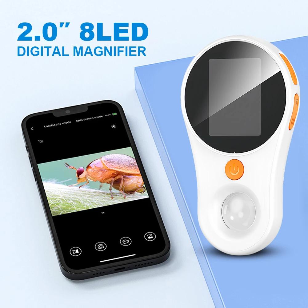 500X Digital Microscope 1080P 2.0inch Video Coin Microscopio Camera with 8 LED Light Handheld Magnifier for Electronics Repair