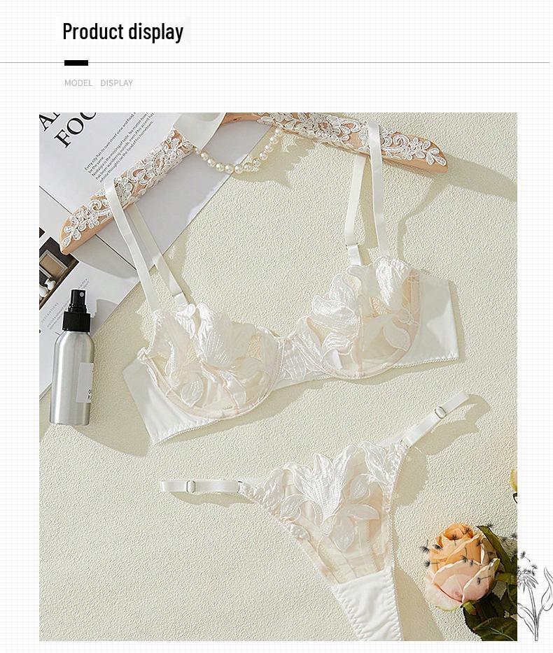 3D Embroidery Tulle Ultra-Thin Bra Set: Pure Desire Sexy Lingerie for Women