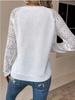 2024 European & American Patchwork Lace Sleeve Pullover: Casual Autumn Loose Fit Long Sleeve Solid Color Women's Top