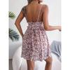 Rochie scurtă cu bretele, de vară, cu imprimeu floral, cu decolteu în V, pentru vacanță, fără mâneci, largă, casual, simplă, tip A, rochie de petrecere, îmbrăcăminte de damă largă și dulce