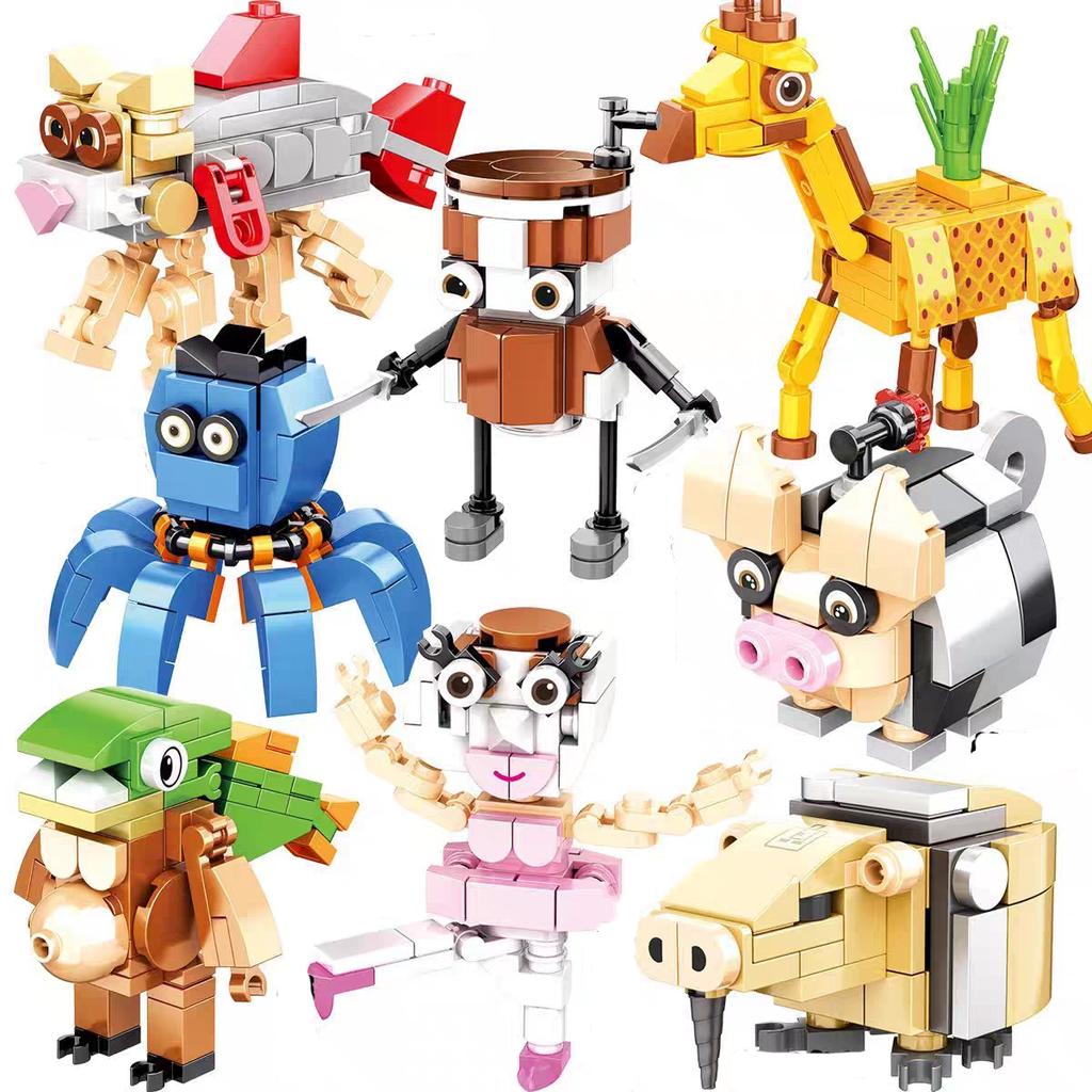 Cervello Marcio Italiano Tung Tung Tung Sahur Animali Set di Blocchi da Costruzione Tralalelo Tralala SharkBlock Mattoncini Giocattolo Regalo Presente per Bambini Bambini Bambini