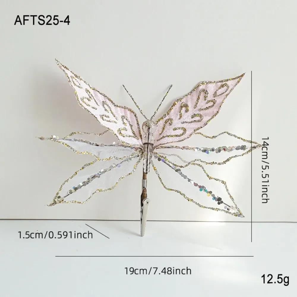 Multicolor Christmas Tree Decoration 25*21cm Gold Powder Fabric Glitter Butterfly Accessories Party Supplies Hanging Decoration