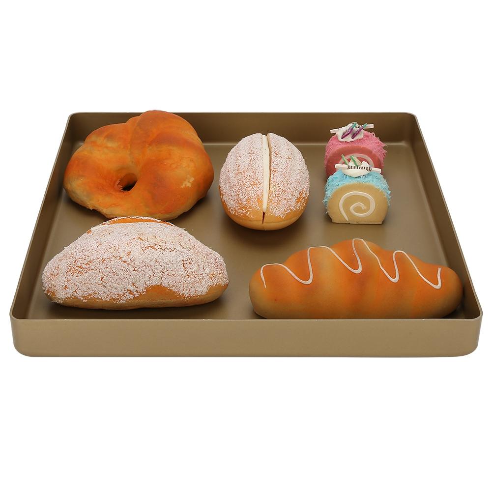 28x28x3cm Zlatá Hliníková Slitina Čtvercový Tvar Nepřilnavý Pečicí Plech Plech na Chléb Pizzu Pečicí Nástroj