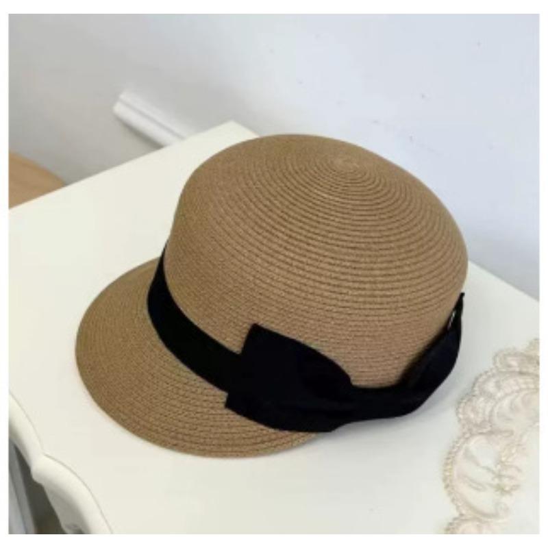 Straw Hat Women's Summer Beach Hat Sun Protection UV Protection Sun Hat Large Brim Straw Visor