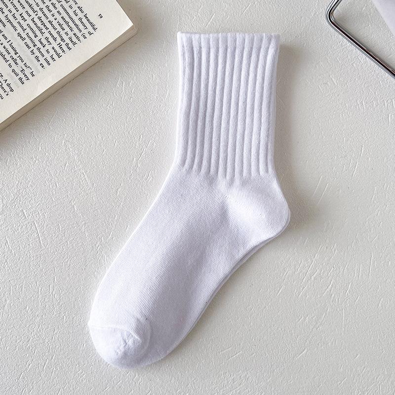 

Женские весенне-осенние новые однотонные спортивные высокие носки-трубы из хлопка 1 pair чистый белый