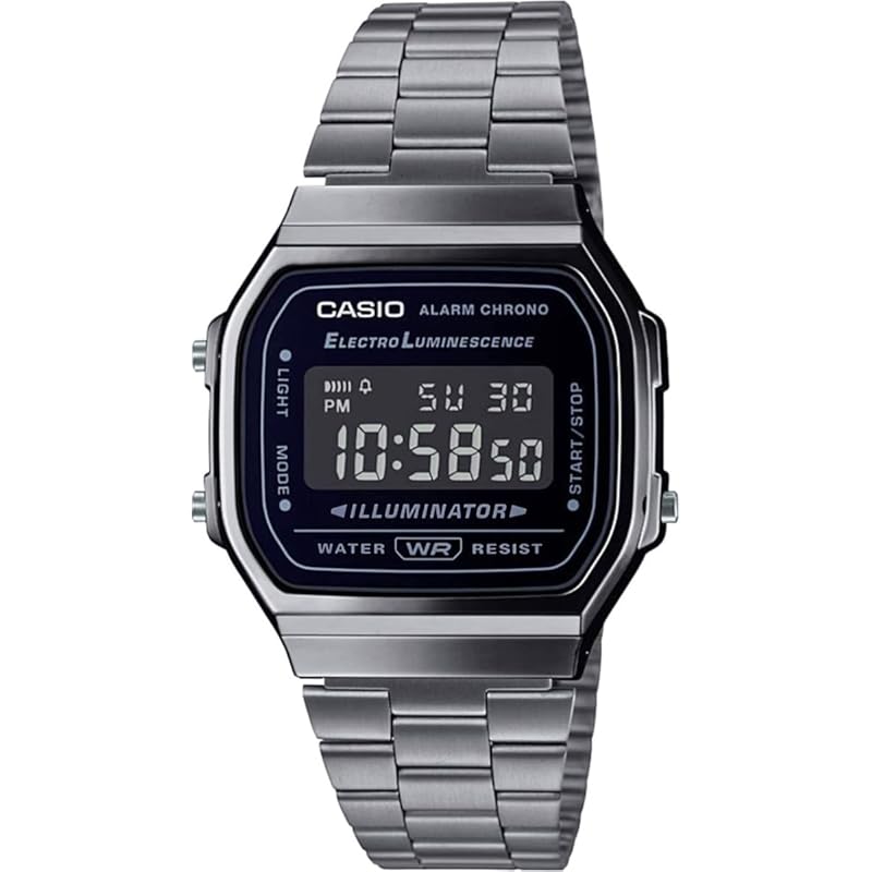 

[Casio] digital watch vintage series A168WGG-1B men s ladies kids metallic gray inverted lcd overseas model [product]