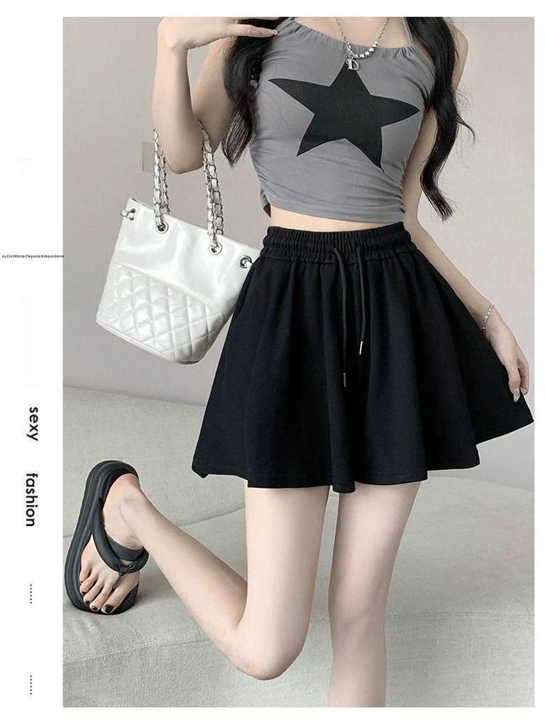 Women’s Japanese Style Lazy Summer Wide-Leg Culottes: Fashionable, Loose, Slimming Draped Half Skirt