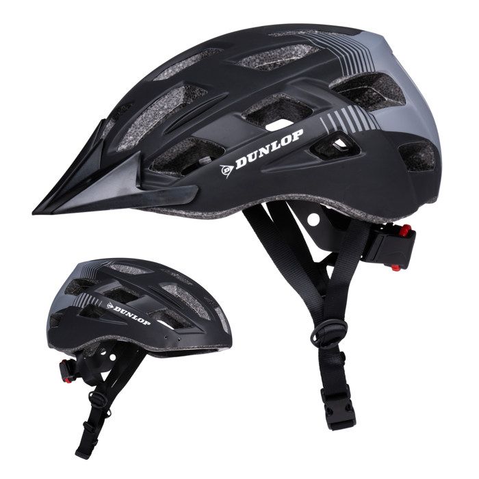 Casque De Vélo - Dunlop - Taille L - Noir - 6 Lumières LED - Réglable 58-61 Cm