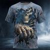Summer Men's Terror Skull 3D Printed T-shirt Trendy Harajuku Alternative Personality Round Neck Top Loose Fashion Casual Short Sleeve Street Wear