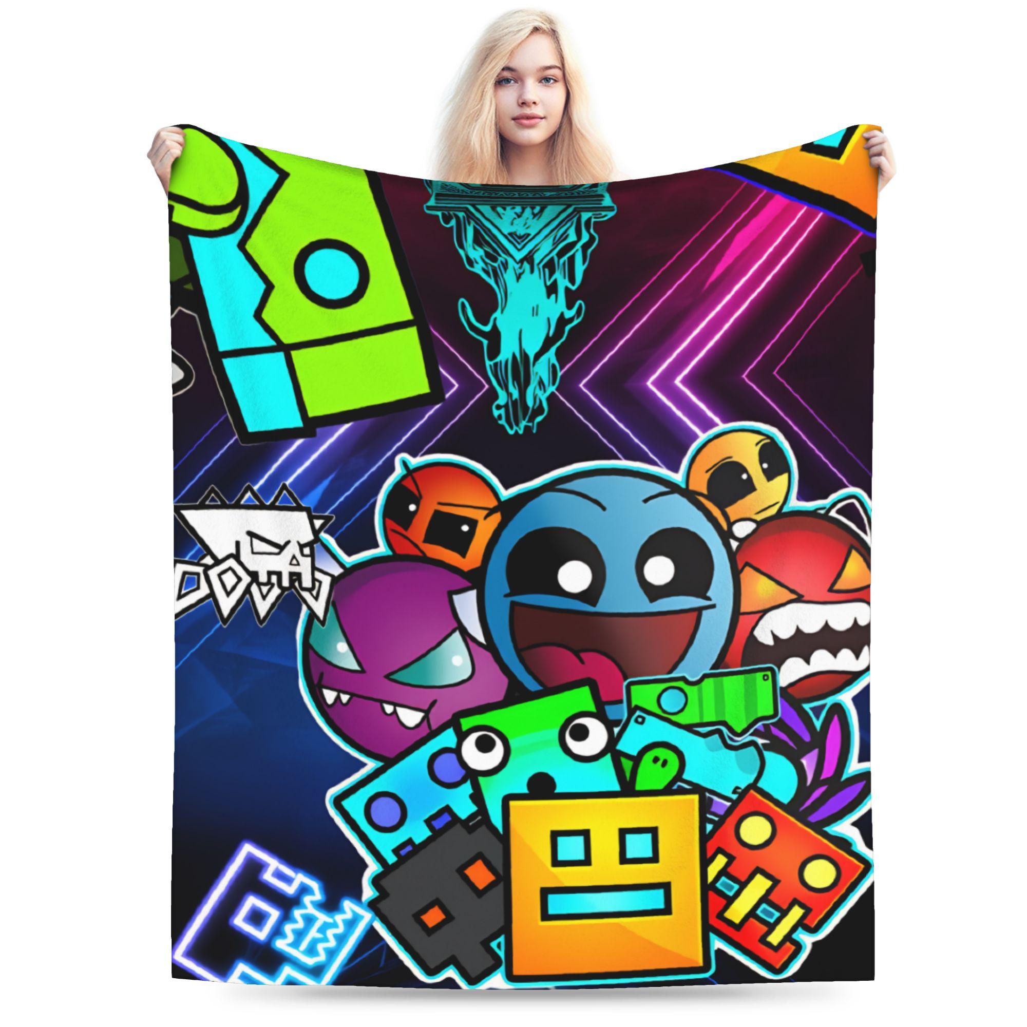 

Geometry Gaming Dashed Flannel Blanket Winter Warm Throw Blanket for Girls Boys Bedroom Print Bedspread Sofa Bed Cover 30x40in