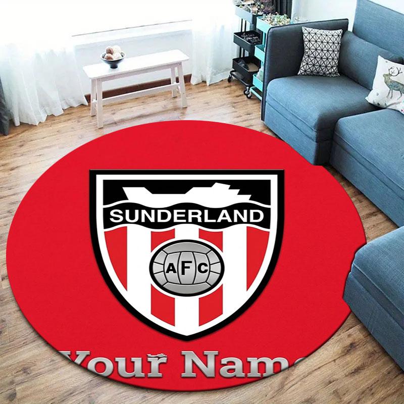 Sunderland A.F Custom Name Round Area Rug,Carpet Rug for Living Room Bedroom Sofa Playroom Decor,Non-slip Floor Mat