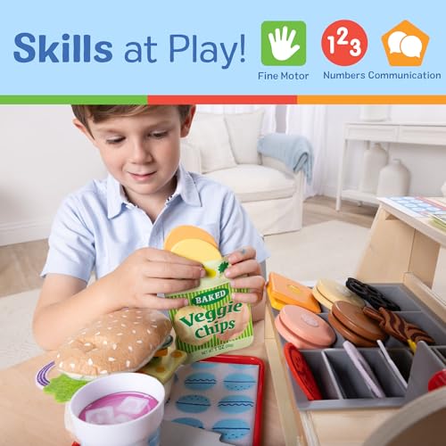 Melissa & Doug Wooden Sandwich Counter Pretend Play Toy, Wooden Toy, Shop, Melissa & Doug
