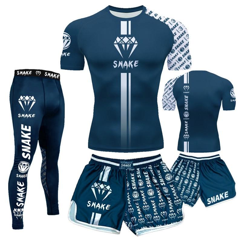 Mens Quick Dry UFC Boxing Muay Thai Cycling Jersey Set Breathable Compression Shorts Suit
