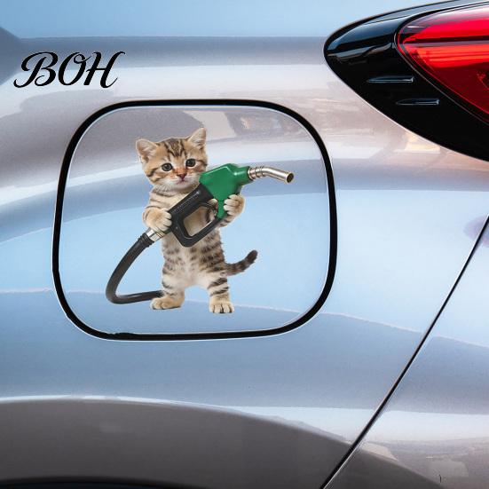 Automotive Fuel Cap Sticker Fun Sticker, Cute Dog Cat Mouse Car Waterproof Self Adhesive Animal Decal for Cars Windows Tailgate