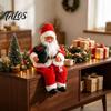 Decorative Santa Claus for Party Plush Figurine, 11.81 Inch Christmas Sitting Fabric Decorations Doll Holiday Home Decoration And Festive Scene