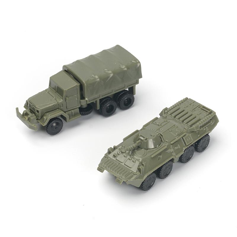 4D Assembly 1/144 Russian BTR80 Armored Car American M35 Truck Children Toy Sand Table Model