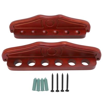 Wandmontierter Pool-Queue-Halter 6 Löcher Holz Wandmontage Pool-Queue-Halter für Spielzimmer Club Weinrot