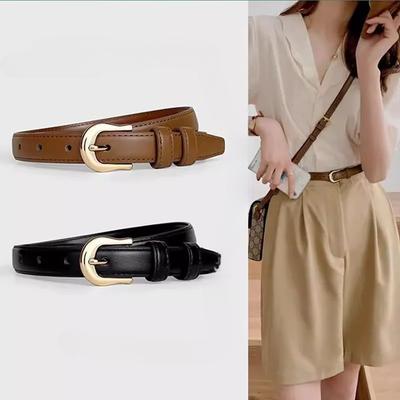 Belt Summer Brown Belt with Fine Matching Western Pants Simple and Versatile Belt New Fashion Decoration