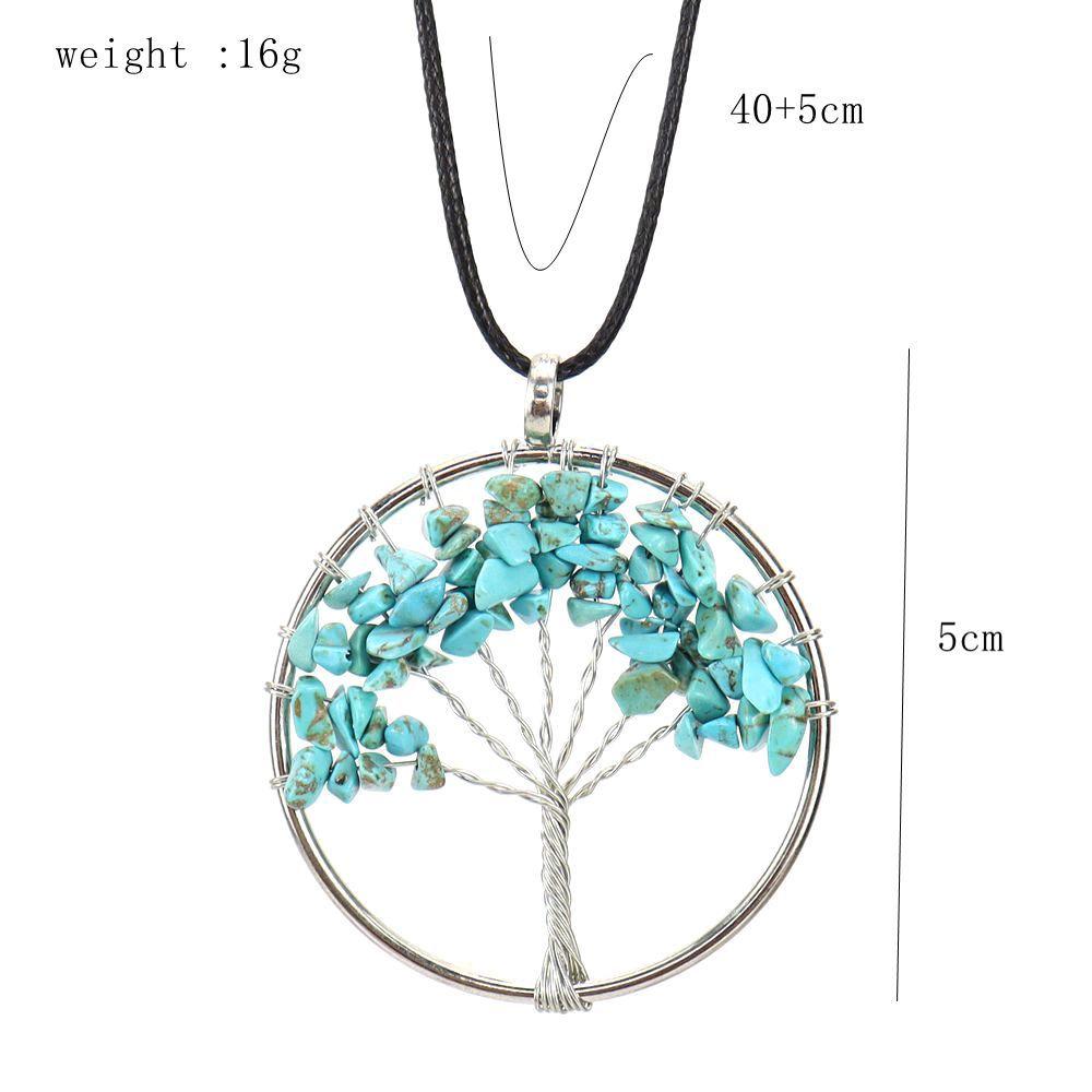 Hand-Wound Natural Gravel Crystal Tree Of Life, Natural Stone Fortune Tree Colorful Necklace N85