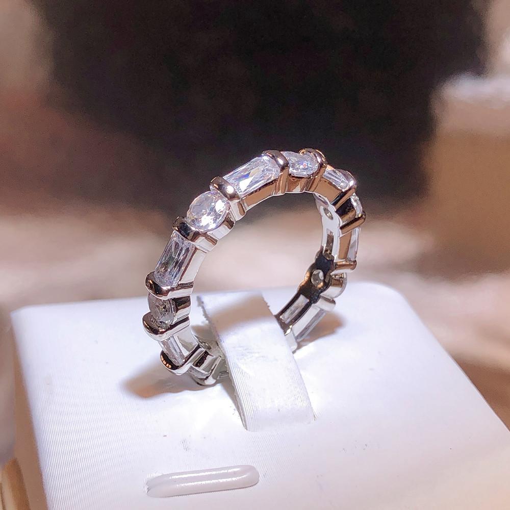 Simple Elegant Interwoven Geometric White Zircon Ring Wedding Ring Party Birthday Engagement Jewelry Gift Women's Fashion Jewelry