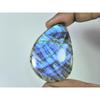 81Cts.Natural Labradorite Blue Flash Pear Cabochon Loose Gemstone 33X47X06MM B-324