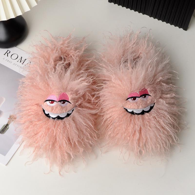 Fashion European and American Halloween Cute Slipper 2024 Winter New Imitation Wool Cotton Slippers Cartoon Versatile Anti Slip Slippers