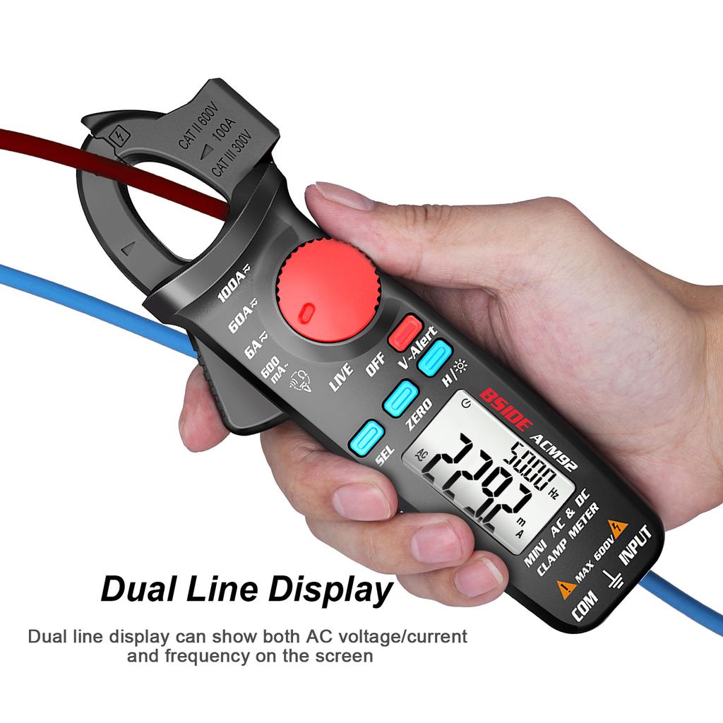 BSIDE ACM92 LCD Digital Clamp Meter 6000 Counts True RMS AC DC Multimeter Auto Range Mini Handheld Universal Meter