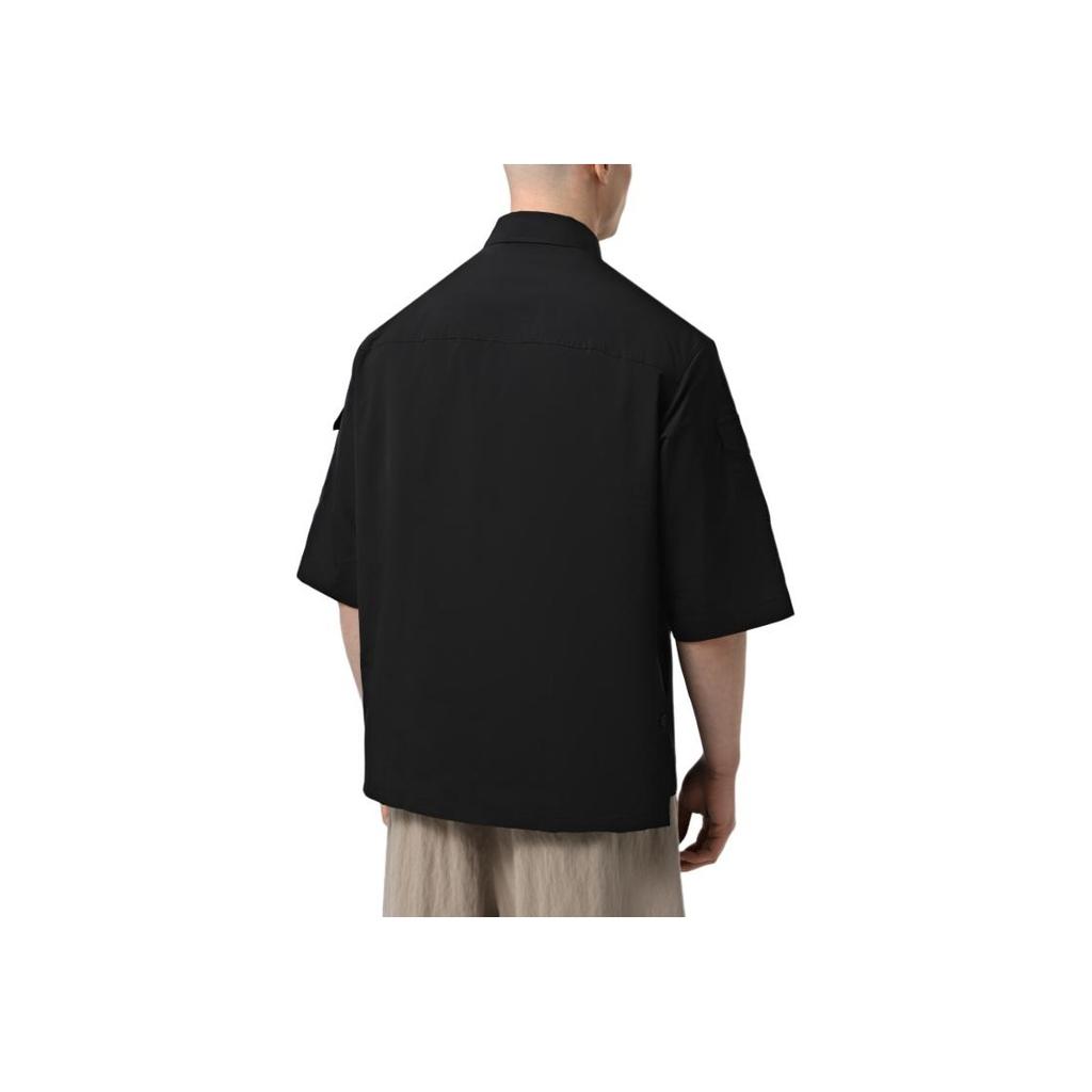 Emporio Armani Solid Color Single Breasted Short Sleeve Shirt Men shirts Black EM001522-AF13810-UC001