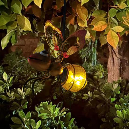 Outdoor Hanging Solar Light Soft Glow IP44 Waterproof Solar Powered Insect Shaped Lamp Garden Decoration