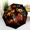 Bee Flower  Pattern, Automatic Folding Umbrella, Portable and Foldable Design, 8 Ribs, a Christmas or Birthday Gift.
