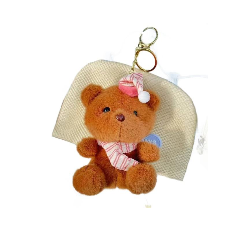 Cute Girl with A Heart Full of Scarf, Soft and Cute Little Bear Plush Pendant Keychain Package, Cute Doll