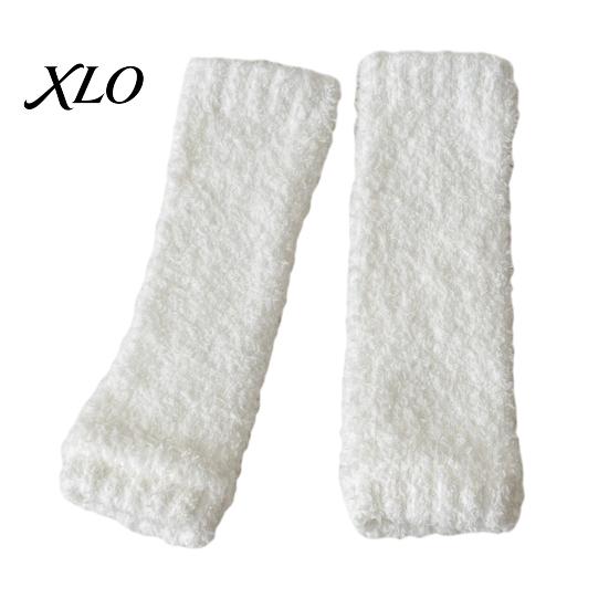 Thick Coral Velvet Footwear Thickened Thermal Knee Sleeve for Women, Winter Warm Fleece Leg Warmers, Breathable Fuzzy High Socks Pads Skiing
