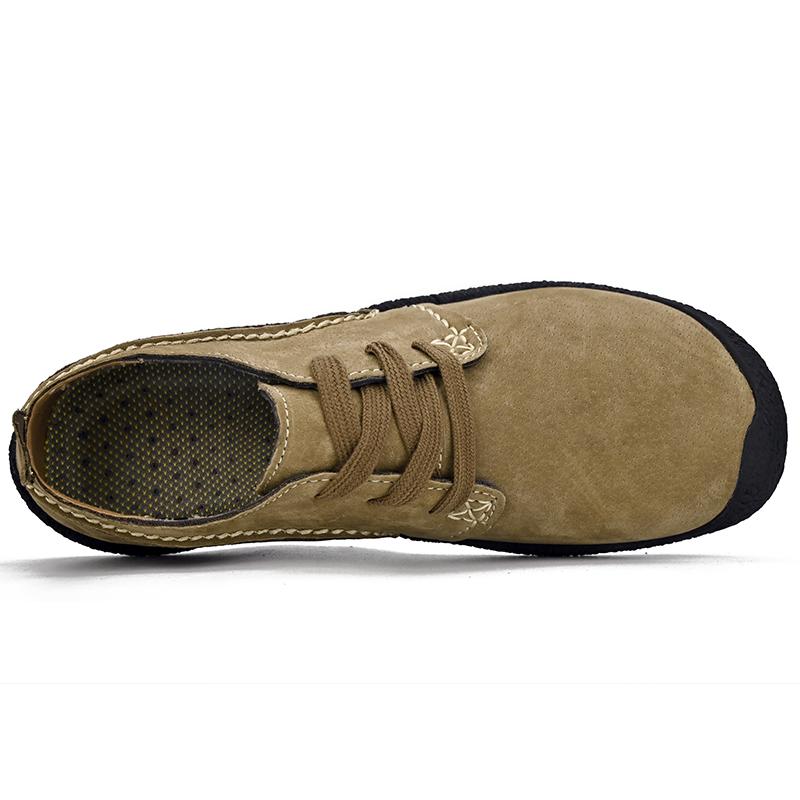 Suede Leather Casual Shoes For Men Lace Up Light Outdoor Sneakers Men Hiking Footwear Flats For Trekking Plus Size 38-46