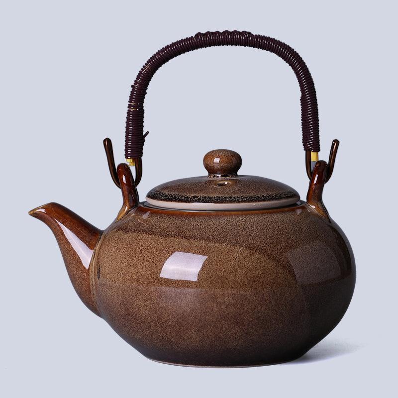 Japanese Style Kung Fu Tea Set Kiln Transformed Lifting Beam Teapot Ceramic Teapot Simple with Filter Tea Maker Single Pot