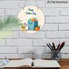 2D Flat, 1pc Round Aluminum Hanging Sign - "Happy Father's Day" Cute Bunny & Easter Egg Gift Bag Metal Wall Art, Sweet Pumpkin & Star Design, Perfect