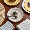 Embossed Design Ceramic Dessert Plate White/Yellow Color Western Dining Tableware  Kitchen Use