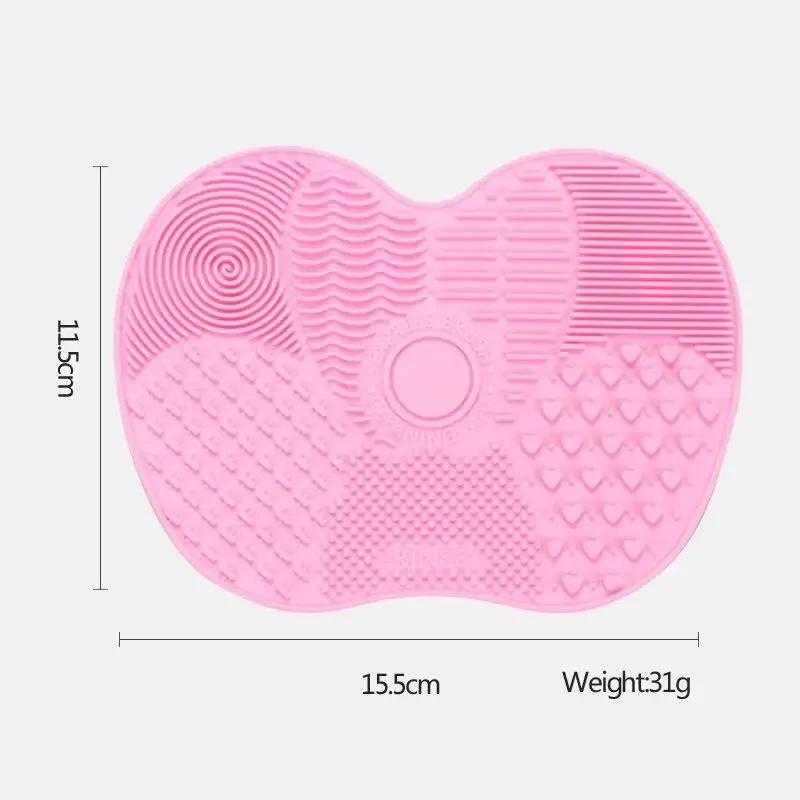 Almofada de Limpeza para Pincéis de Maquiagem de Silicone Multicor em Formato de Maçã com Ventosa Almofada de Limpeza para Pincéis de Beleza Ferramenta de Beleza Almofadas de Limpeza