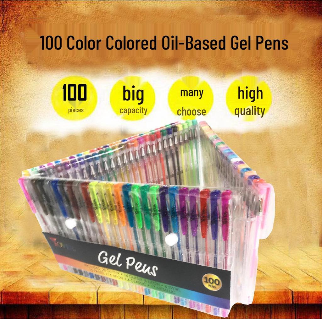 100-Color Student Watercolor Brush and Oil-Based Neutral Pen Set