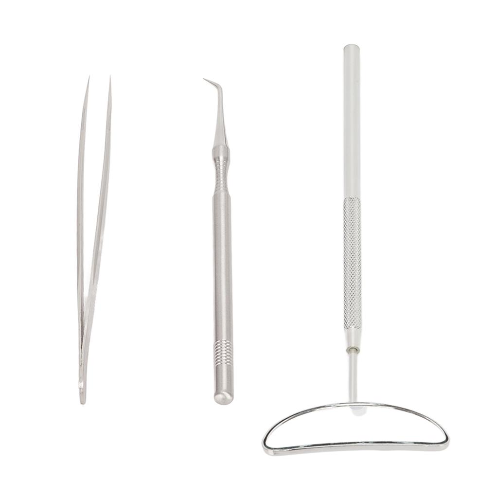 3pcs Lash Lift Tools Stainless Steel Eyelash Separator Mirror Tweezers Set for Lash Extension Silver
