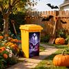 Decorative PVC Bin Wrap Halloween Trash Can Sticker, Spooky Bat Cat Pumpkin Ghost Wheelie Decal, Outdoor Decal Waterproof Garbage Sticker for