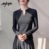MJ STYLE Half-Zip Long-Sleeve T-Shirt