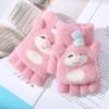 Nouveaux gants thermiques pour enfants raton laveur de dessin animé hiver protection contre le froid épaissis petite fille écriture demi-doigts rabattables cinq doigts