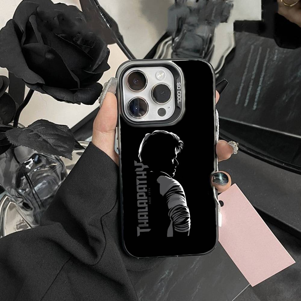 P-ThalaPathy V-Vijay Actor Phone Case For iPhone17, 16,15,14,13,12 Pro Max Black Candy Matte Shockproof Cover
