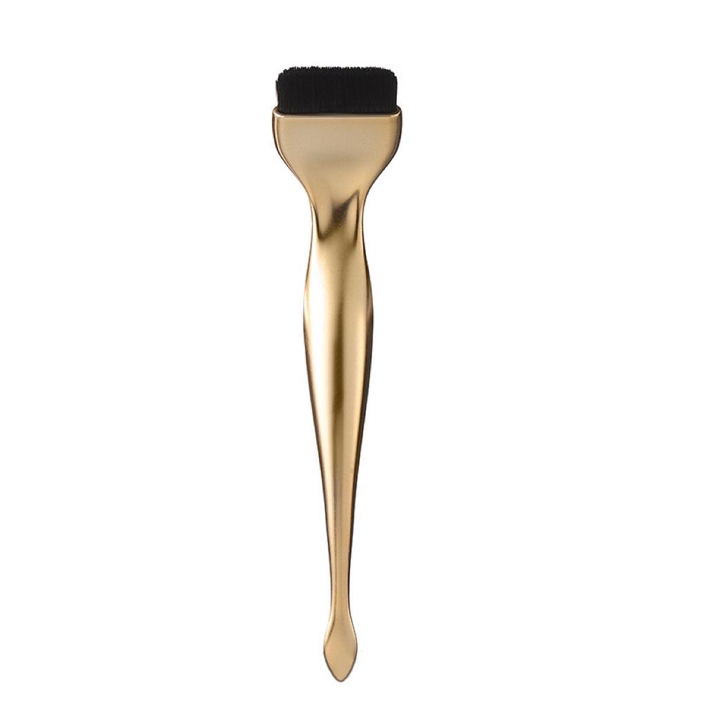 Two-in-One Flat-Head Spatula and Foundation Brush: Non-Absorbent for Mask, BB Cream, Primer, Base Makeup. золотой