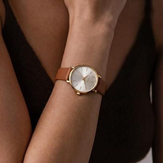 BUREI Womens Watch Analog Japanese Quartz Waterproof Wristwatch Popular Brand 38 mm Large Dial Leather Belt Simple Casual Lightweight Stylish Gift