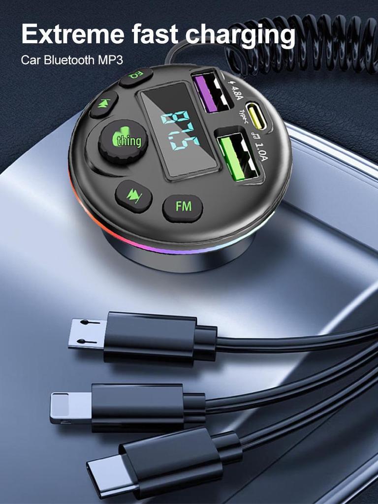 Q21 Fast Charge Bluetooth Car Charger & MP3 Player with 3-Port Cigarette Lighter