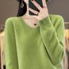 Women's V-Neck Seamless Wool Sweater - Loose, 100% Cashmere Knit for Autumn/Winter